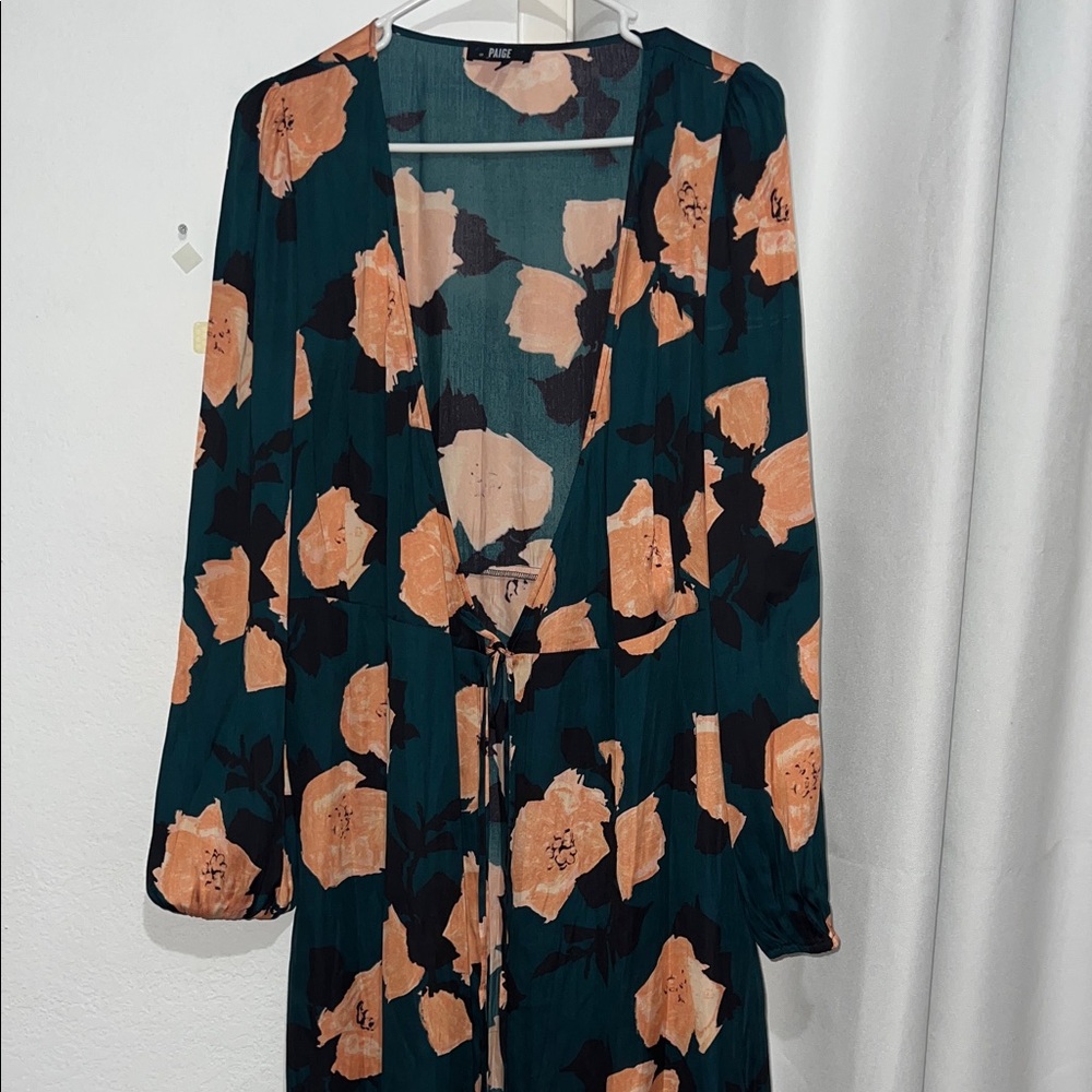 PAIGE Teal and Peach Floral Dress
